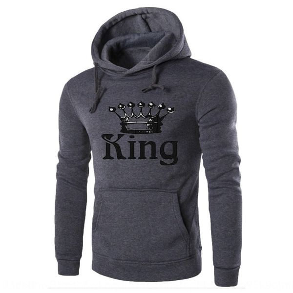 

2019 new men's hoodie sports casual pullover couple printed king queen pullover sweatshirt sweatshirt fashion sweater, Black