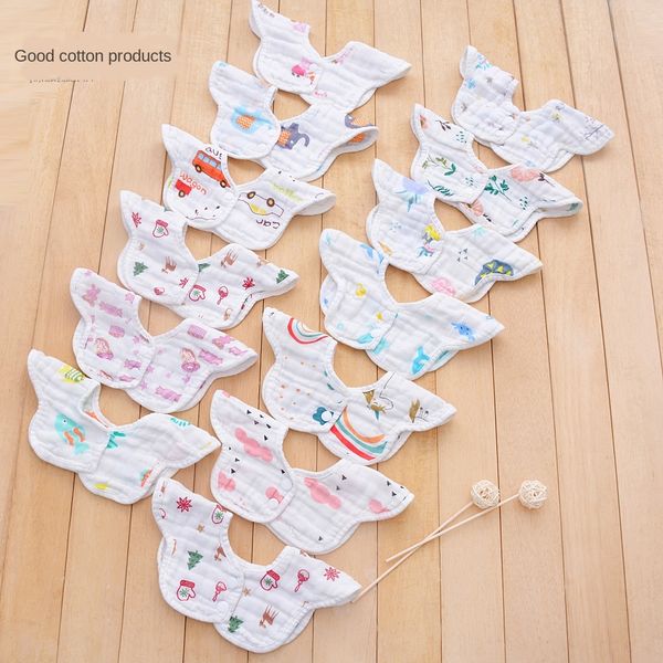 

six-layer bubble gauze pure cotton saliva towel maternal and infant bib petal bib rotating rice pocket newborn saliva towel