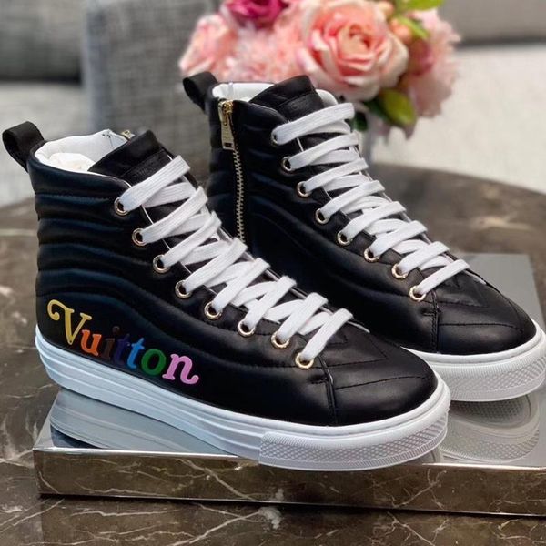 

fast delivery womens casual shoes footwears comfortable high luxury sport womens leather shoes fashion stellar sneakers 05, Black