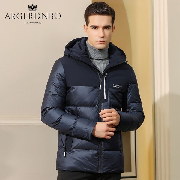 

bright-faced down jacket coat down jacket short 2019 winter new middle-aged men's casual hooded trendy men's coat, Black