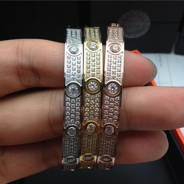 

316l titanium steel love bracelets bangles for women luxury full with cz stone bracelet puleiras love bangle men fashion jewelry, Black