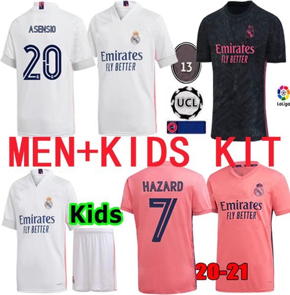 

real madrid футбол джерси виниций 2020 2021 camiseta футбол рубашка форма мужчины + дети джерси комплект 20 21 опасности sergio ramos бензем, Black