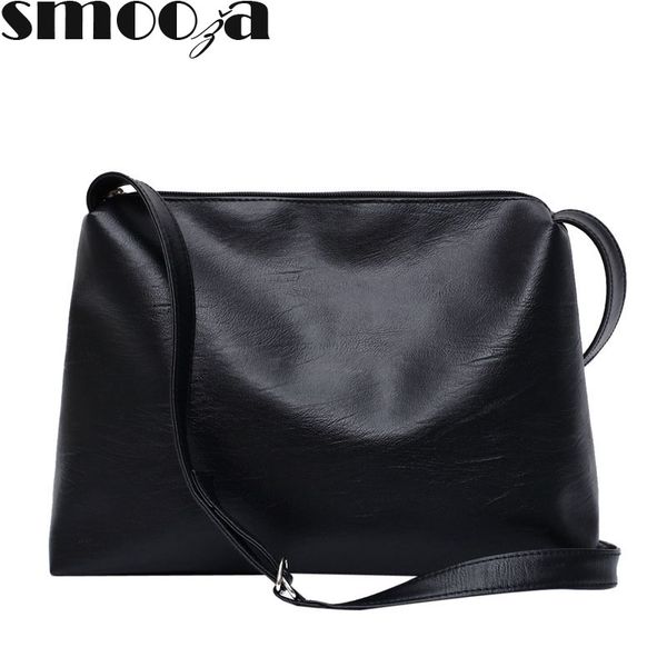 

smooza simple casual large capacity totes bags new women bag solid color shoulder bags crossbody soft pu leather female bag