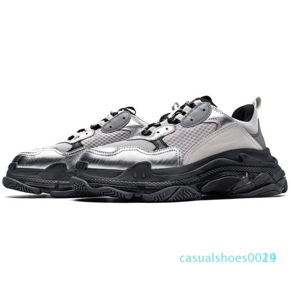 

paris triple-s 17fw кристалл bottom зеленый люкс папа обувь платформа тройной кроссовки для мужчин женщины vintage kanye старый дедушки трен, Black