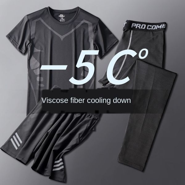 

gym sports suit men's training quick-drying loose pants running basketball morning running summer thin ice silk clothes basketball, White;black