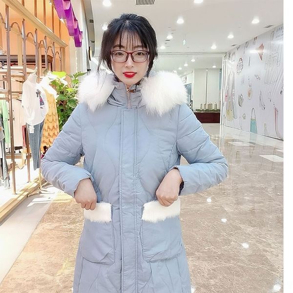 

мода зима случайный темперамент корейская женщины вниз куртка с длинным рукавом с капюшоном свободной куртки вниз, Black