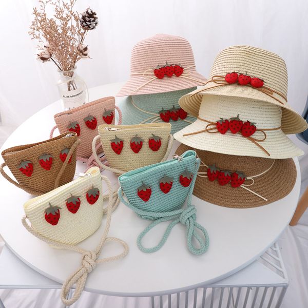 

girls summer outing beach hat baby girls princess summer college style straw hat children parent and child sun-resistant bucket, Yellow