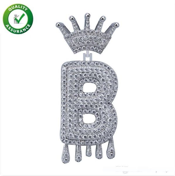 

iced out pendant hip hop jewelry mens luxury designer necklace diamond vintage crown english letter tassel pendants for men women wedding, Silver