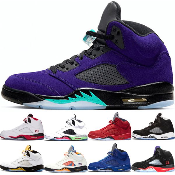 

new arrive 5s men basketball shoes 5 chaussures alternate grape oregon ducks fire red white cement og black metallic blue suede sneakers