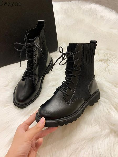 

boots female 2020 new autumn wild socks boots motorcycle wool mouth, Black