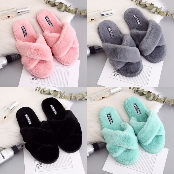 

xnhn 2020 new women sandals large size slippers 41 rhinestone word women wearing crystal heels sandals hykl-998 l25#295, Black