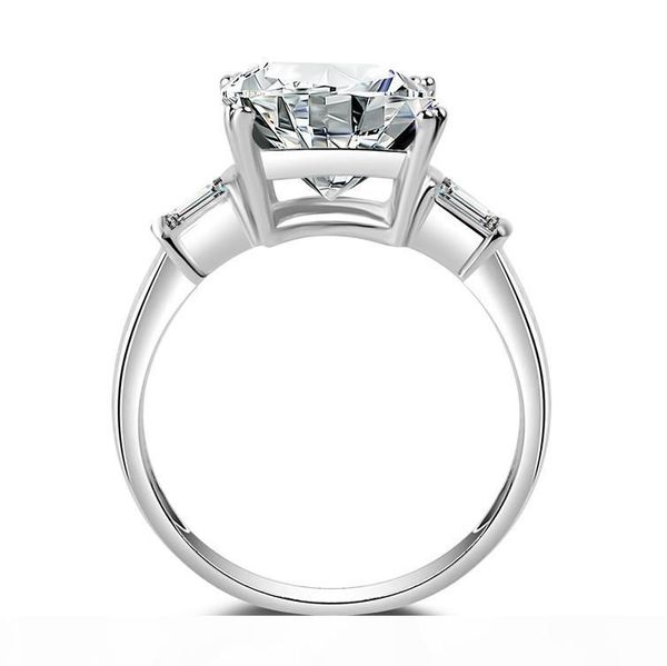 

r women 's square 5 ct three stone big jewelry ring pure 100 %925 sterling silve white z 5a zirconia cz engagement wedding ba, Slivery;golden
