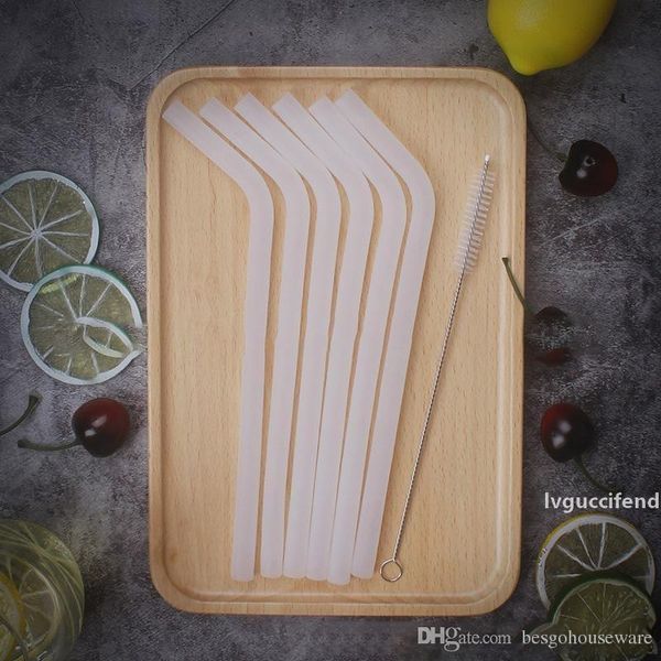 

silicone transparent straw set 6 straws 1 straw brush travel eco-friendly portable fold straw reuse beverage juice drink straws bh1856 zx