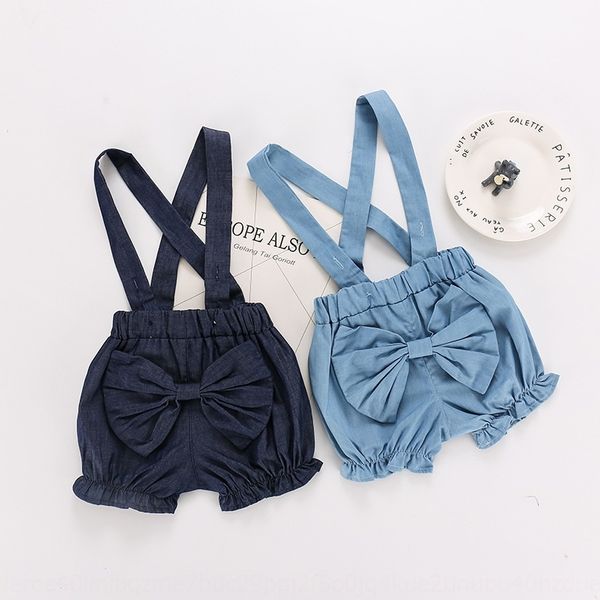 

summer all-match children's clothing baby belt pants 0-1-2-3 years old wear and children's wear jeans bowknot girl jeans shorts, Blue
