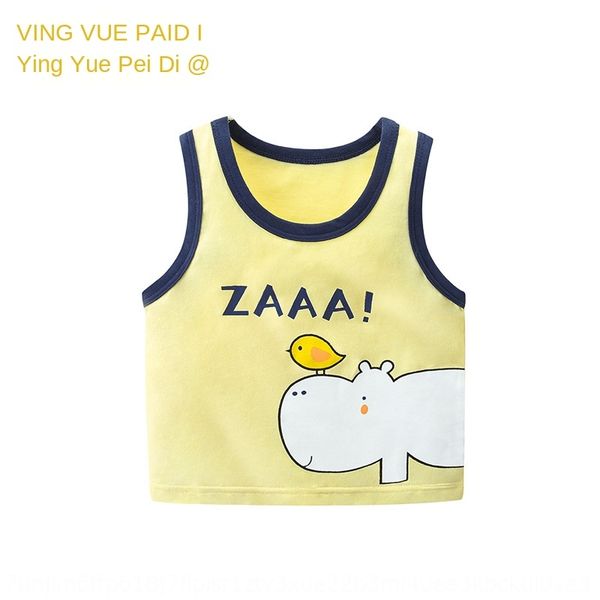

men's vest summer pure cotton children's sling middle and large children's boy's cartoon sleeveless base thin camisole v, Blue