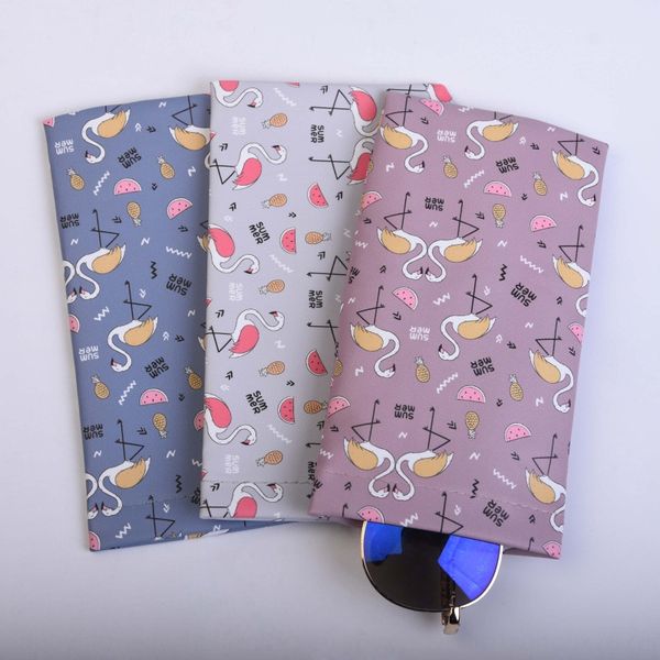 

leather box case case flamingo geometry glasses bag cartoon glasses bag, Blue