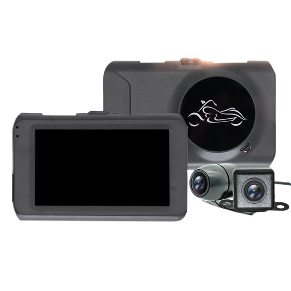 

motorcycle dash cam, 720p 3.0 inch lcd sn waterproof 140 degree angle dual lens video recorder with night-vision car