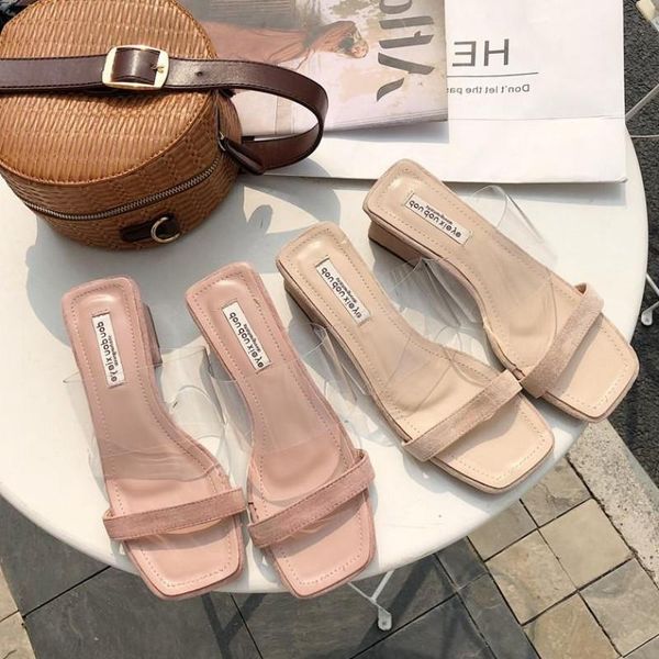 

goddess2019 the one transparent word drag woman joker student coarse with square down noodles other clothes go out slipper, Black