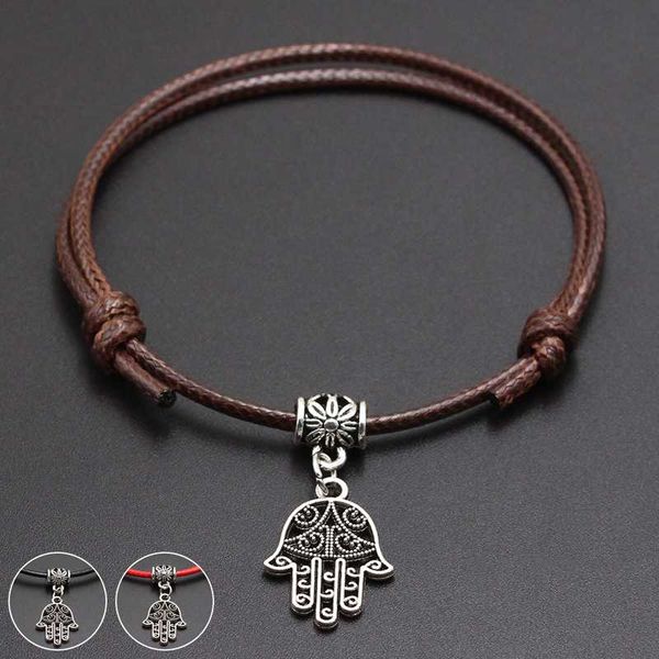 

2020 new hamsa palm pendant red thread string bracelet lucky black coffee handmade rope bracelet for women men jewelry, Red;blue