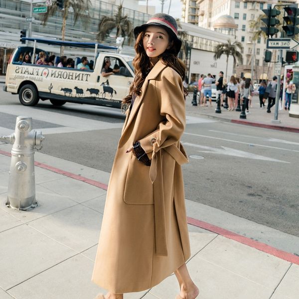 

pnnur maoni coat maoni coat women's knee- single-side midi knee high single-sided women's mid-length korean style student hepburn, Black