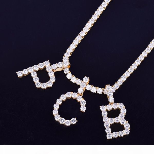 

custom name zircon tennis letters necklaces & pendant charm for men women gold silver fashion hip hop jewelry with tennis chain
