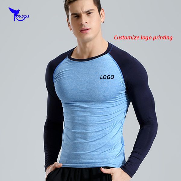 

2020 quick dry compression men's running shirts raglan long sleeve workout sports t-shirt stretch gym fitness tee customize, Black;blue