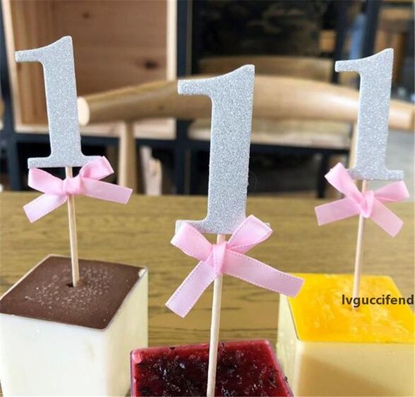 

home first birthday 1st year cupcake ers with glitter paper boy girl diy birthday party cake decoration supply