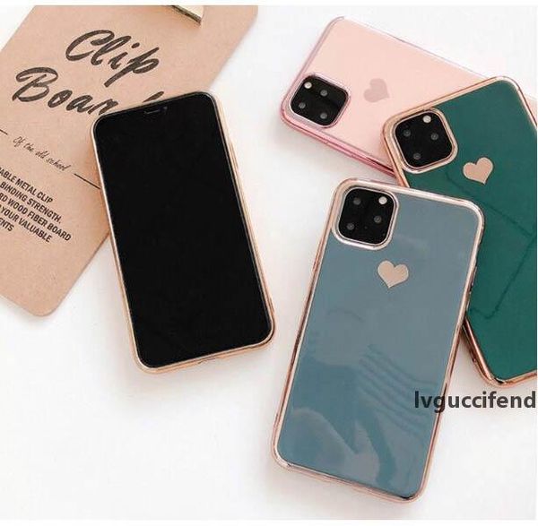 

for iphone 11 pro xs max xr x 7 8 6 plus love heart metallic soft tpu case fashion electroplate chromed bling plating cell phone back cover