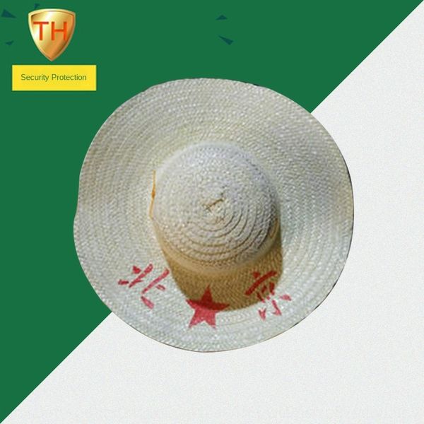 

farmer bleached big edge sunshade straw hat rural straw hat diameter 42cm, Blue;gray