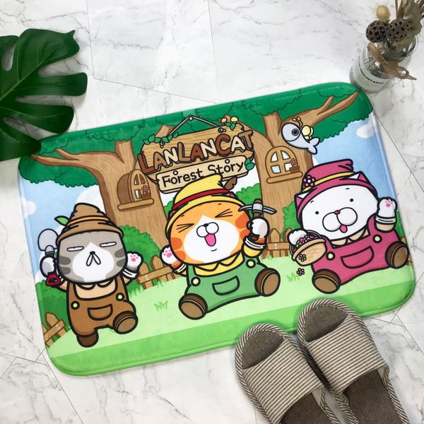 

white rotten cat cartoon children's printed home bedroom anti-slip water absorbing door home carpet carpet mat