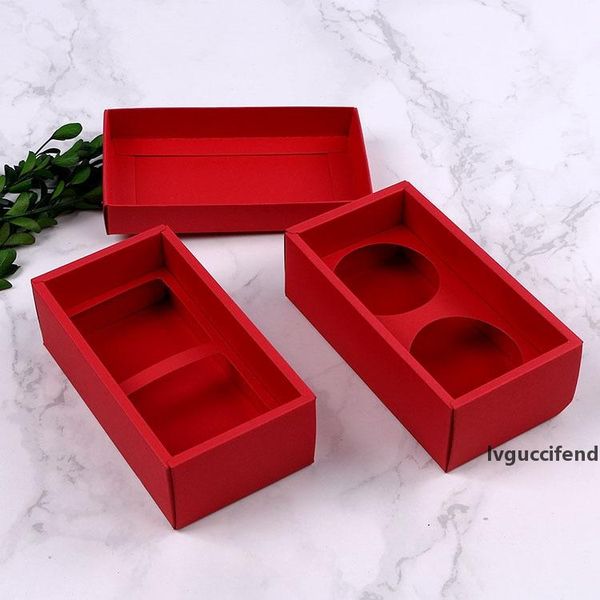 

red & black double cavity 80g moon cake egg-yolk boxes upscale snow ice cookie box holder with square or round inlay
