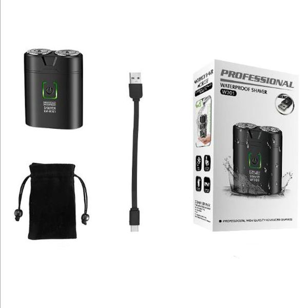 

2016 kemei black pocket portable mini electric shaver mens waterproof shaving double ring blade usb charging beard razor km w301 ahpcl