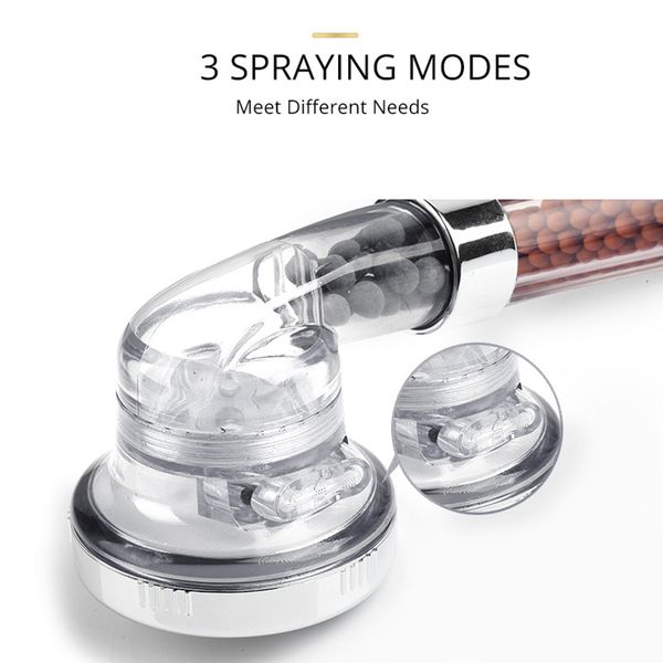 

3 modes bath shower adjustable jetting shower head high pressure saving water bathroom anion filter shower spa nozzle