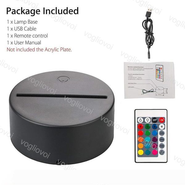 

rgb lights led lamp base for 4mm acrylic light panel 24keys changeable dc 5v usb 3d nights lights dhl