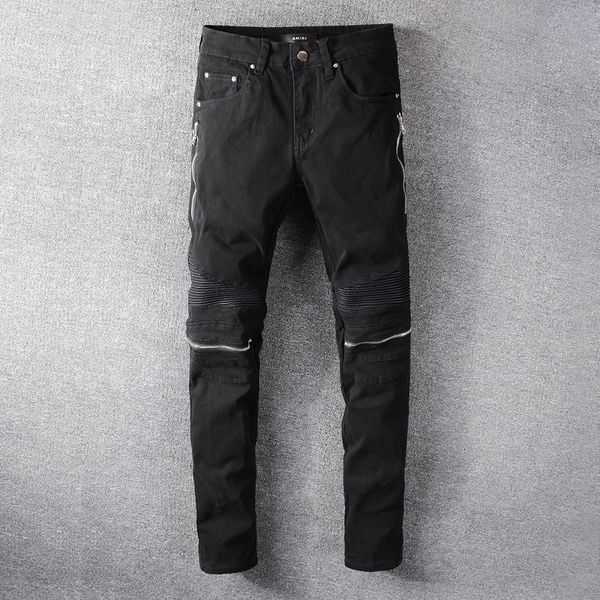 

new black knee stretch tight and skinny 627 new black knee zipper stretch tight and zipper jeans skinny jeans 627, Blue