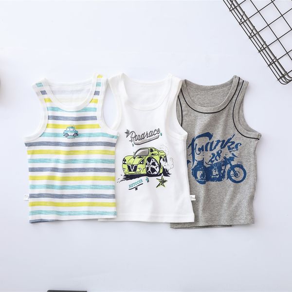 

58ygl hundred trees children's vest printed boys' summer thin style girls' baby camisole cover bottom underwear close-fitting, Blue