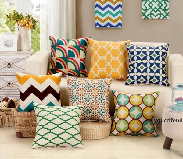 

european throw pillow case linen cushion cover printed new flower home sofa decor square office back car cushion covers 8 colors ldh185