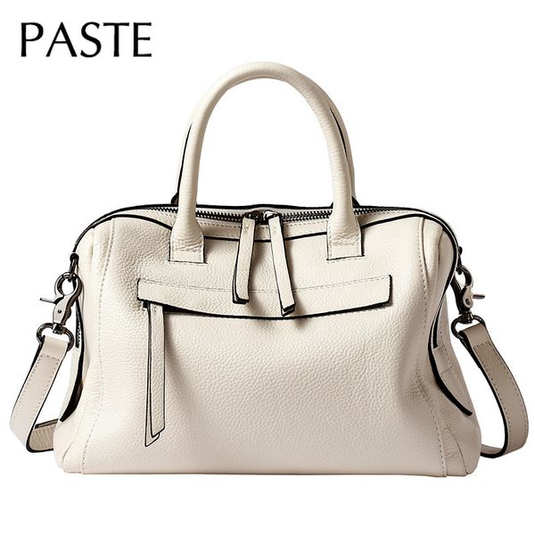 

winter big capacity classic boston bag natural cowhide leather women's handbag elegant all-match female shoulder bag