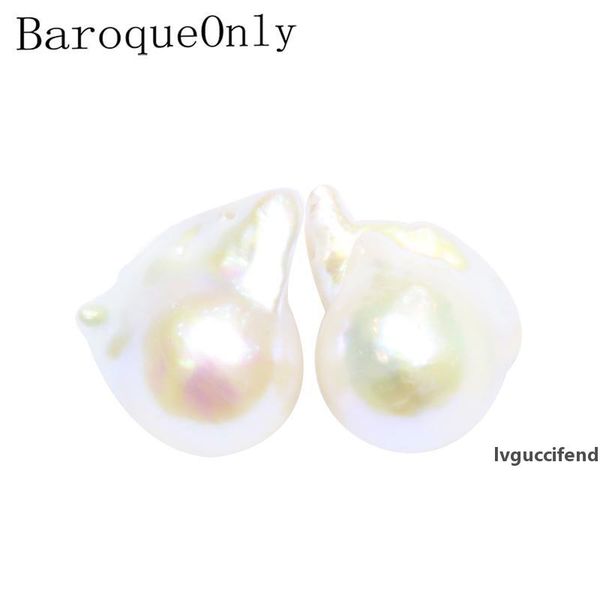 

baroqueonly natural white freshwater baroque pearls a pair naked beads for diy earrings jewelry making t200507