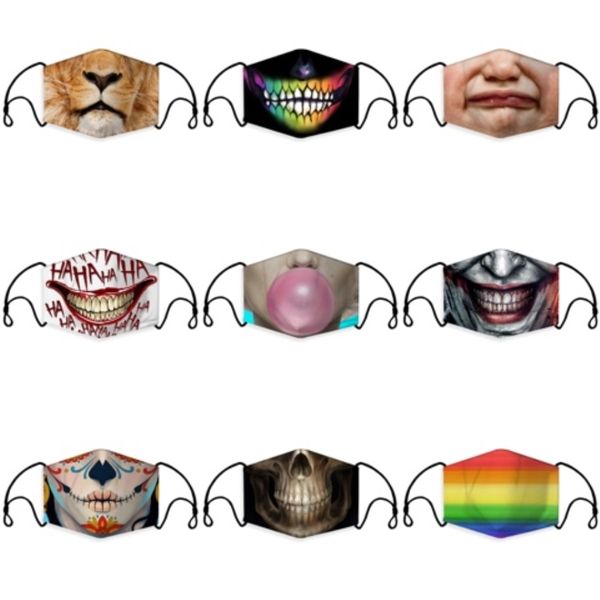 

mask creative halloween horror mask black luminous cotton dust mask personality teeth anti-fog haze fashion mouth1#454