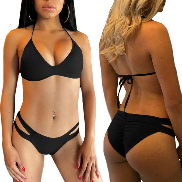 

2020 лето женщин hot sexy bikini наборы шт выдалбливают трусиков и push up bra купальник женский сексуальный biquini купальники, White;black