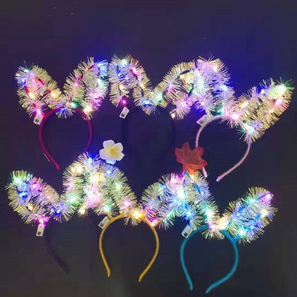 Novo estilo Banda luminosa alongada 14 luzes Flash Gold Ear led Hair Band Scenic Spot Night Market Source Wholesale Rave Toy