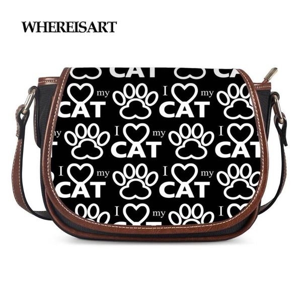 

whereisart black cat claw print women shoulder bags small female crossbody bag casual ladies messenger bags saddle