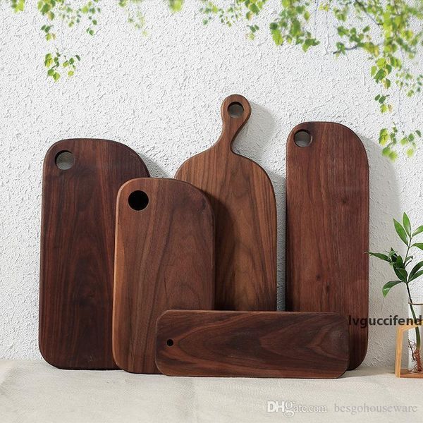 

multi size round wood food snack plates kitchen black walnut dishes rectangle lunch fruit bread cake tea plates pizza trays bh1605 tqq