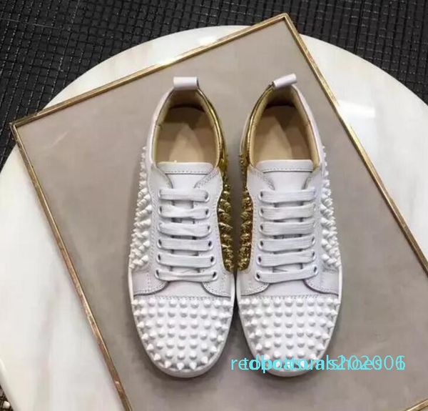 

2019 new rivet red bottom luxury men shoes low fashion slip on casual shoes designer mens shoes size 36-47 tr01, Black