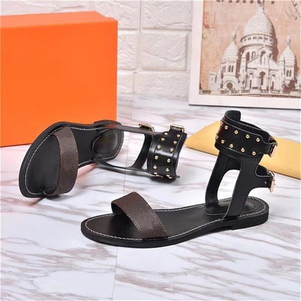 

dust bag ladies designer sandals print leather nomad sandal non -slip gladiator outsole flat fashion luxury designer women shoes sandals, Black