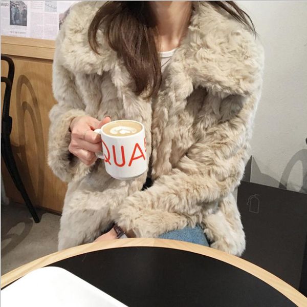 

women's winter autumn korean style turn down collar fake fur jackets skinny female fashion imitatin fur outwears s/2xl j3176, Black
