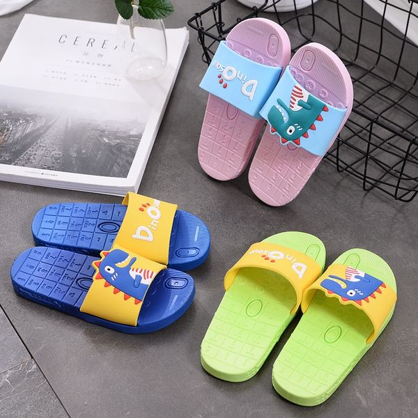 

axmpu new children' for summer 2020 little dinosaur cartoon children children slippers children' slippers baby for boys and girl, Black;grey