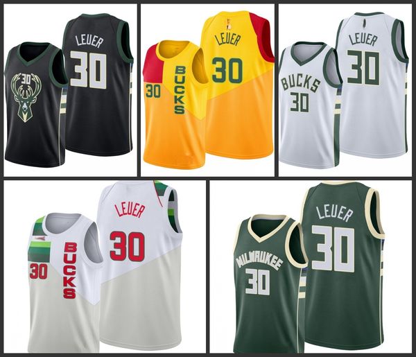 

milwaukeebucksjon leuer men basketball jersey, Black