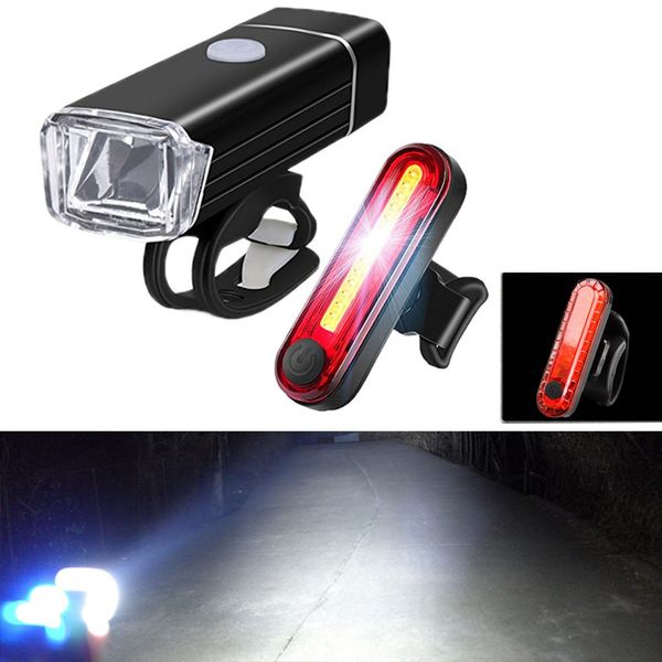 

bike bicycle light usb led rechargeable set mountain cycle front back headlight lamp